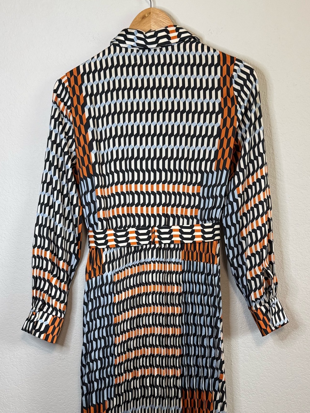 Mango Geometric Print Midi Dress in Black, White & Rust - Picture 8 of 13